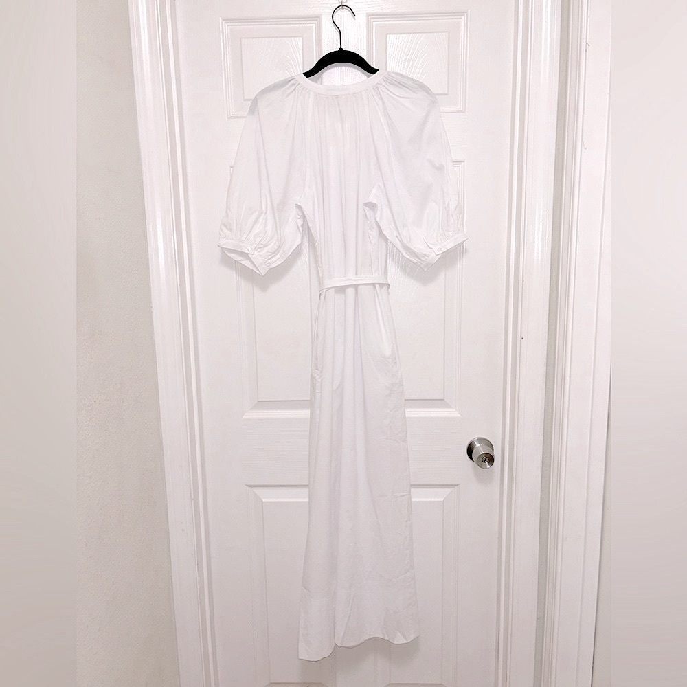 NWT Madewell Tie Waist Button Front Midi Dress in Poplin - Picture 8 of 10